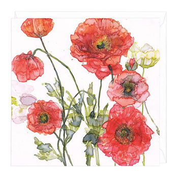 Card Peach and Orange Poppies